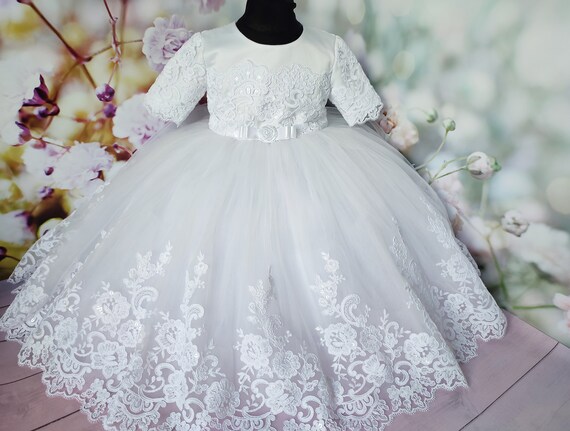 White Baptism Dress for Toddler Girl, Christening Dress for Baby Girl, Baby Baptism Gown, Custom Christening Gown, Baby Wedding Dress
