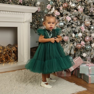 Christmas baby girl dress, toddler Christmas dress girls, photoshoot girl dress, baby gown for Christmas picture