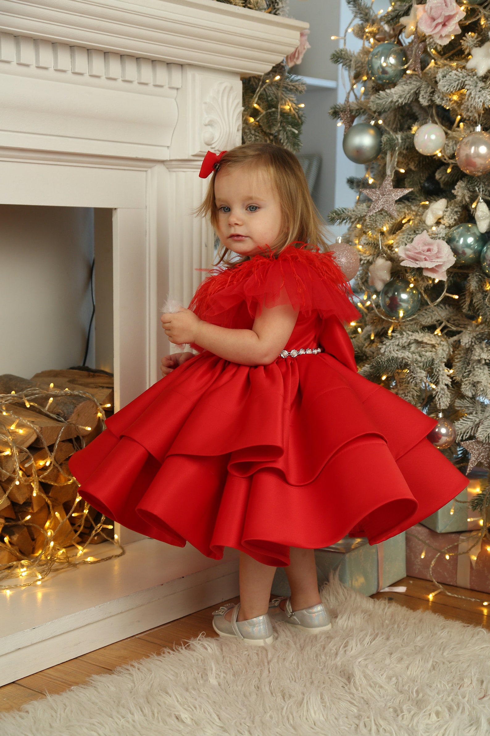 Baby Christmas Dress,red Tutu Dress,short Length Gown for Baby Birthday