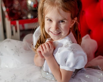 White Baby Christmas Dress, Toddler White Dress, Baby Girl Dress for Xmas  With Snowflakes, Baby Christmas Gift, Girls Christmas Outfit - Etsy