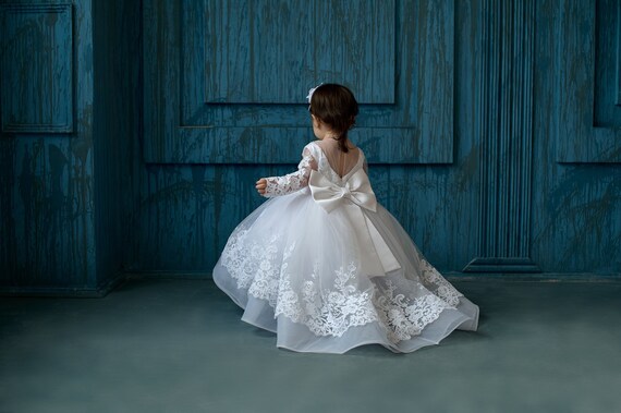 New Lace Baptism Baby Girl Dress – Flower Christening Gown, Knee-Length, Sleeveless A-Line