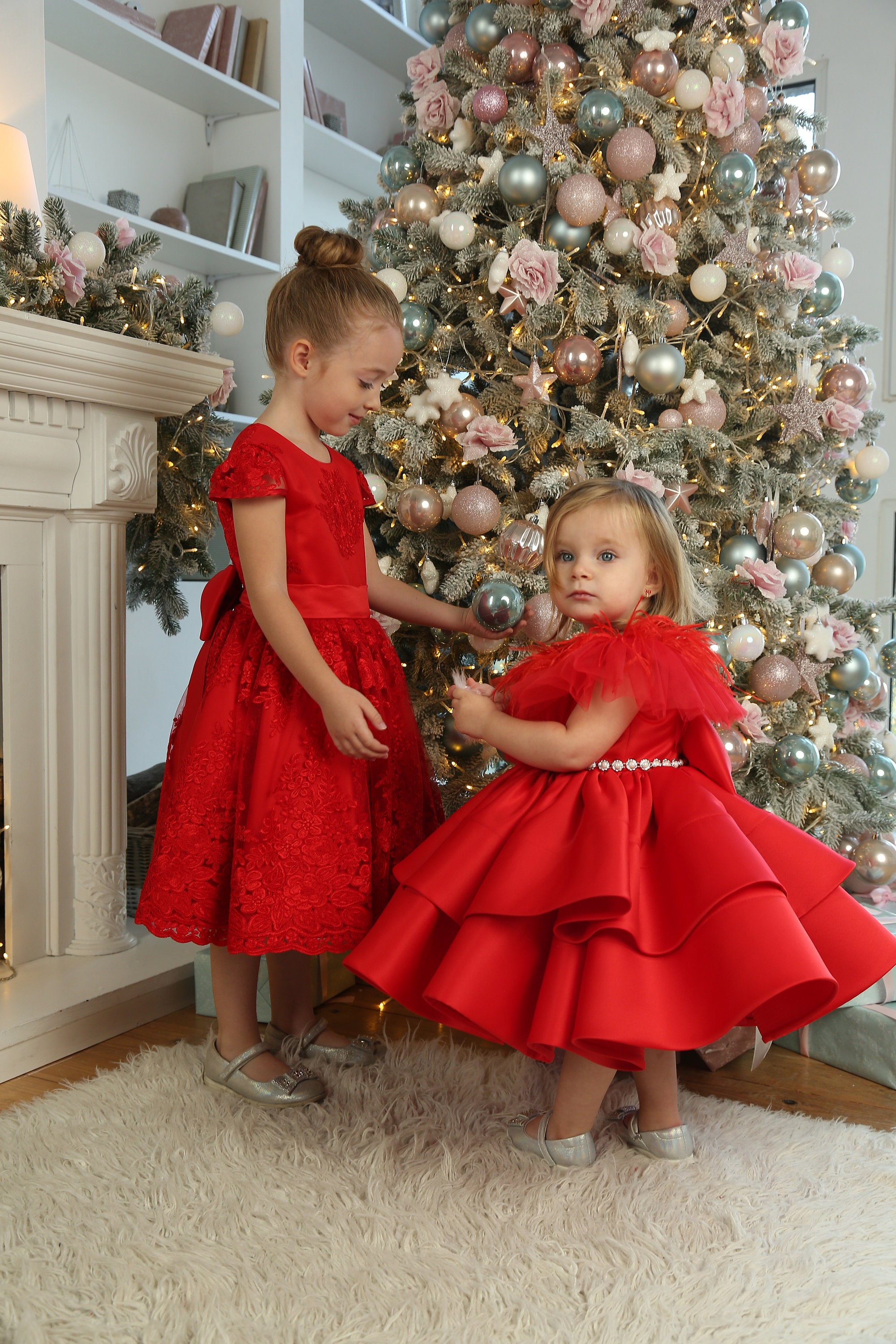 amazon dresses christmas [Plus Size] Red & Green 1950s Christmas Snowflake Swing Dress main image 0