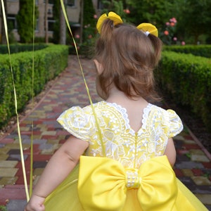 Baby first birthday dress, baby flower girl dress, Yellow princess dress, Toddler birthday dress image 7