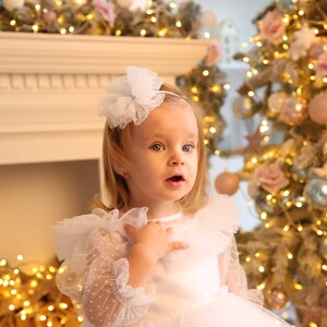 Baby first birthday dress, toddler white dress, baby flower girl dress image 5