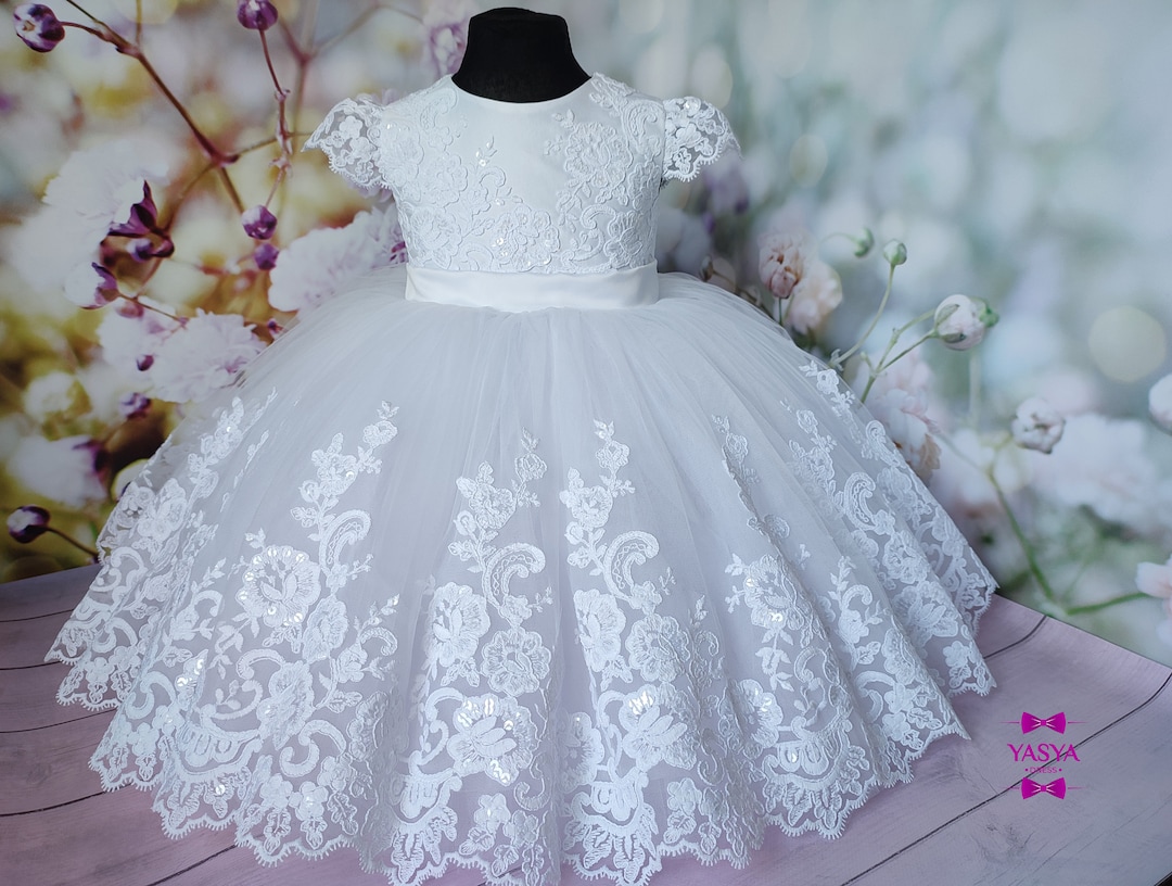 Acquista Abito da bambina in fiore da matrimonio estivo Abito da battesimo per bambino Abito da primo compleanno Abiti da bambina Costume da principessa in pizzo per feste per bambini in Italia