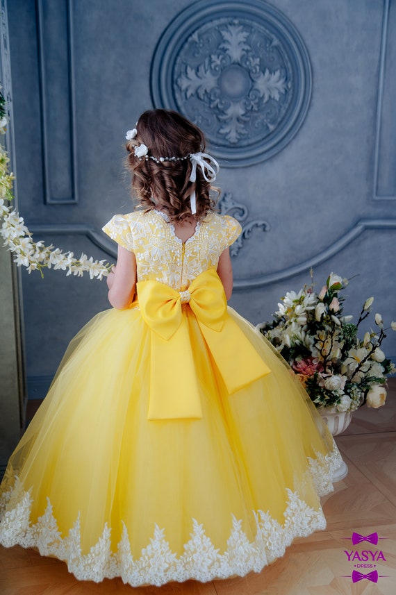 Buy Yellow Flower Girl Dress, Toddler Prom Dress, Baby Girl Formal Dress,  Twirl Dress, Party Tutu Dress, Girl Wedding Dress, Photoshoot Dress Online  in India - Etsy