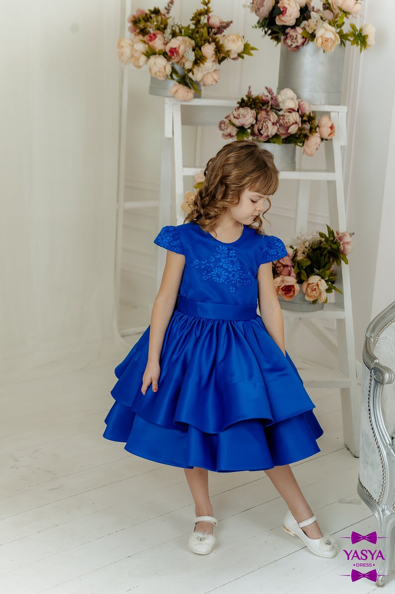Royal Blue Elegant Dressknee Length Gown for Baby Birthday Etsy