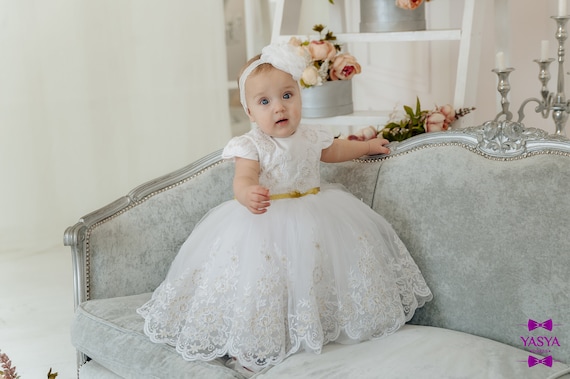 Girls white baptism dress hotsell