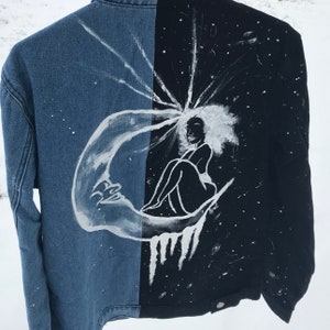 Hand Painted Jean Denim Jacket Original “To The Moon and Back”