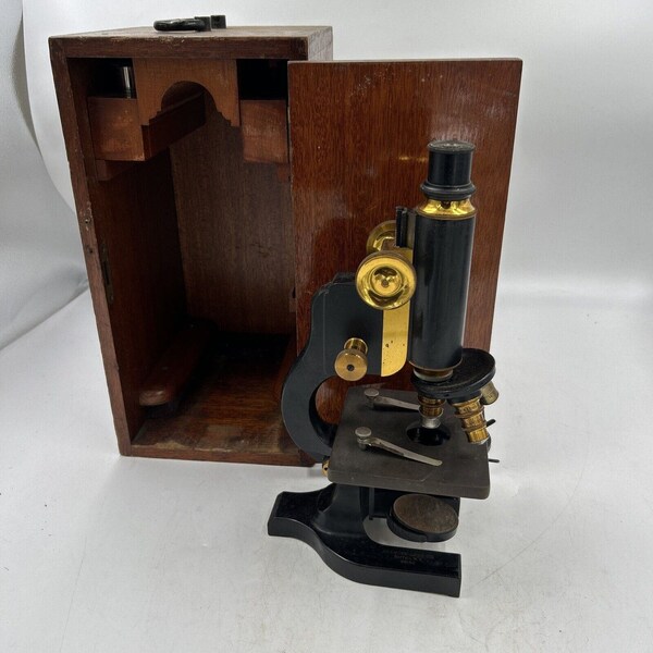 Antique Spencer Brass Microscope 26130 With Carry Box