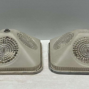 Pair of Holophane Bullseye Pendent Ceiling Light Fixture Antique 1930s