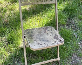 Vintage Lyon Co. Metal Folding Chair Lattice Pattern Sturdy Children’s