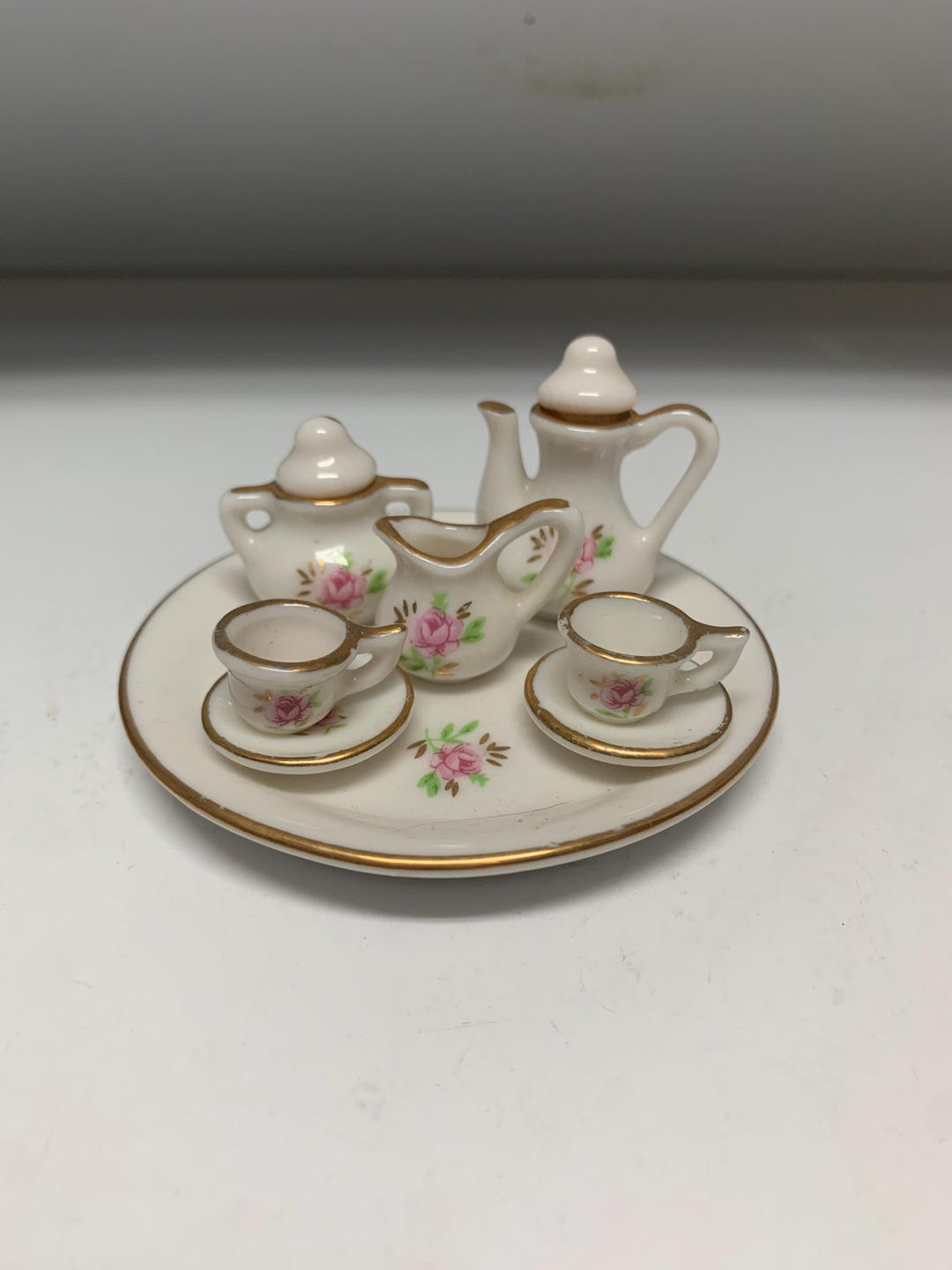 Child's Mini Tea Set With Rose Pattern - Etsy