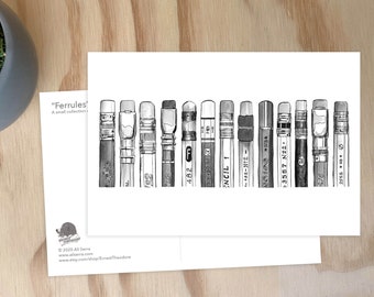 Briefkaart met potlooddoppen