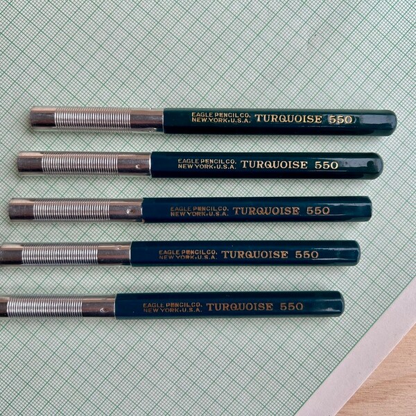 Vintage Eagle Pencil Co Turquoise 550 Pencil Extenders