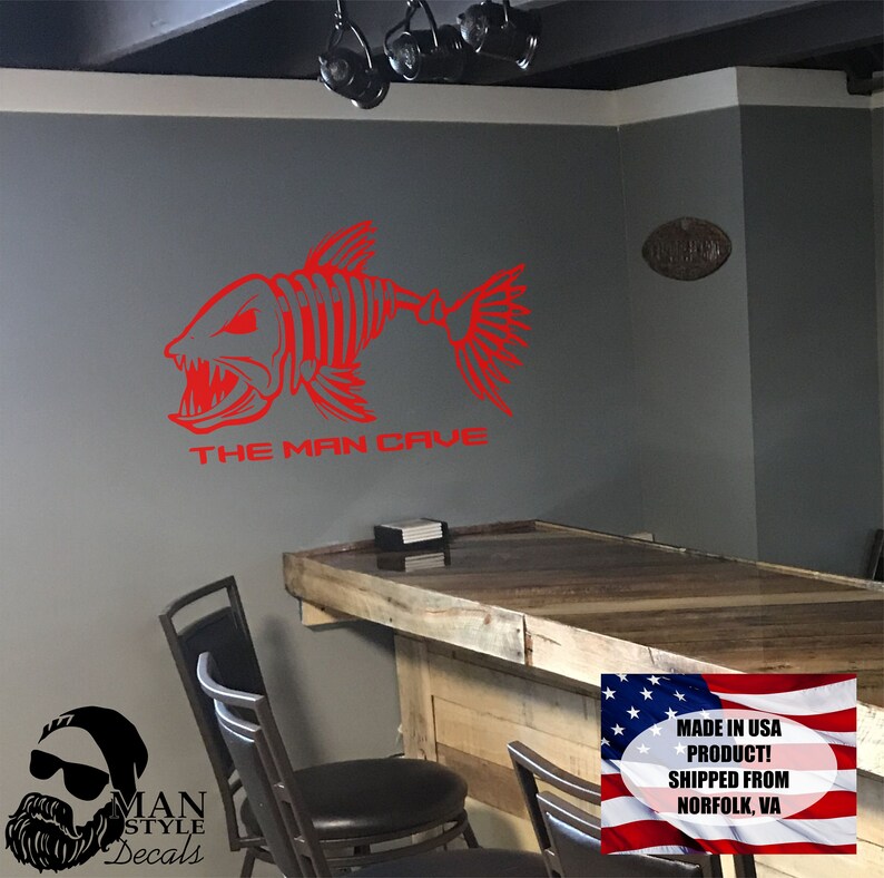 Man Cave Decor Man Cave Wall Decal Fishing Graphics Fish Etsy