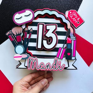 Makeup Cake Topper, Teenage Birthday Party, Fashionista and Glam Celebration