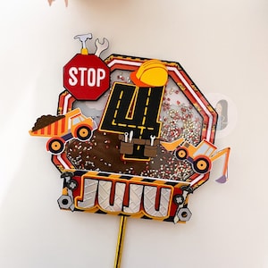 Construction Cake Topper, Dump Truck Party Decor, Excavator Party, Party Zone, Construction Centerpiece,