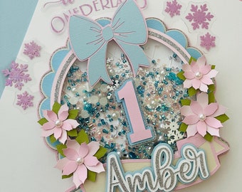 Winter ONEderland Shaker Cake Topper, First Birthday Decor
