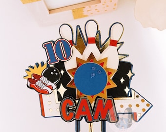 Cosmic Bowling Cake Topper, Bowling Cake Decorations, Strike Up The Fun Birthday Decor, Retro Bowling Party