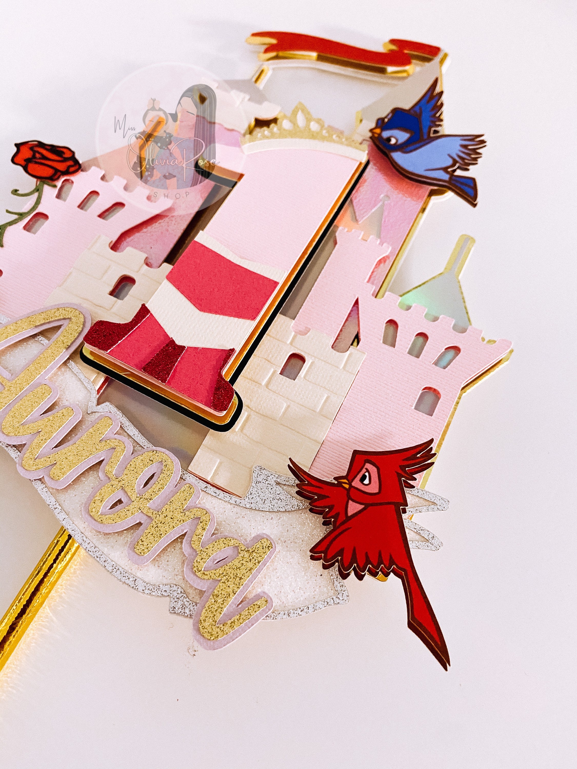 Sleeping Beauty Cake Topper, Pink & Gold Princess Birthday Party Decor ...