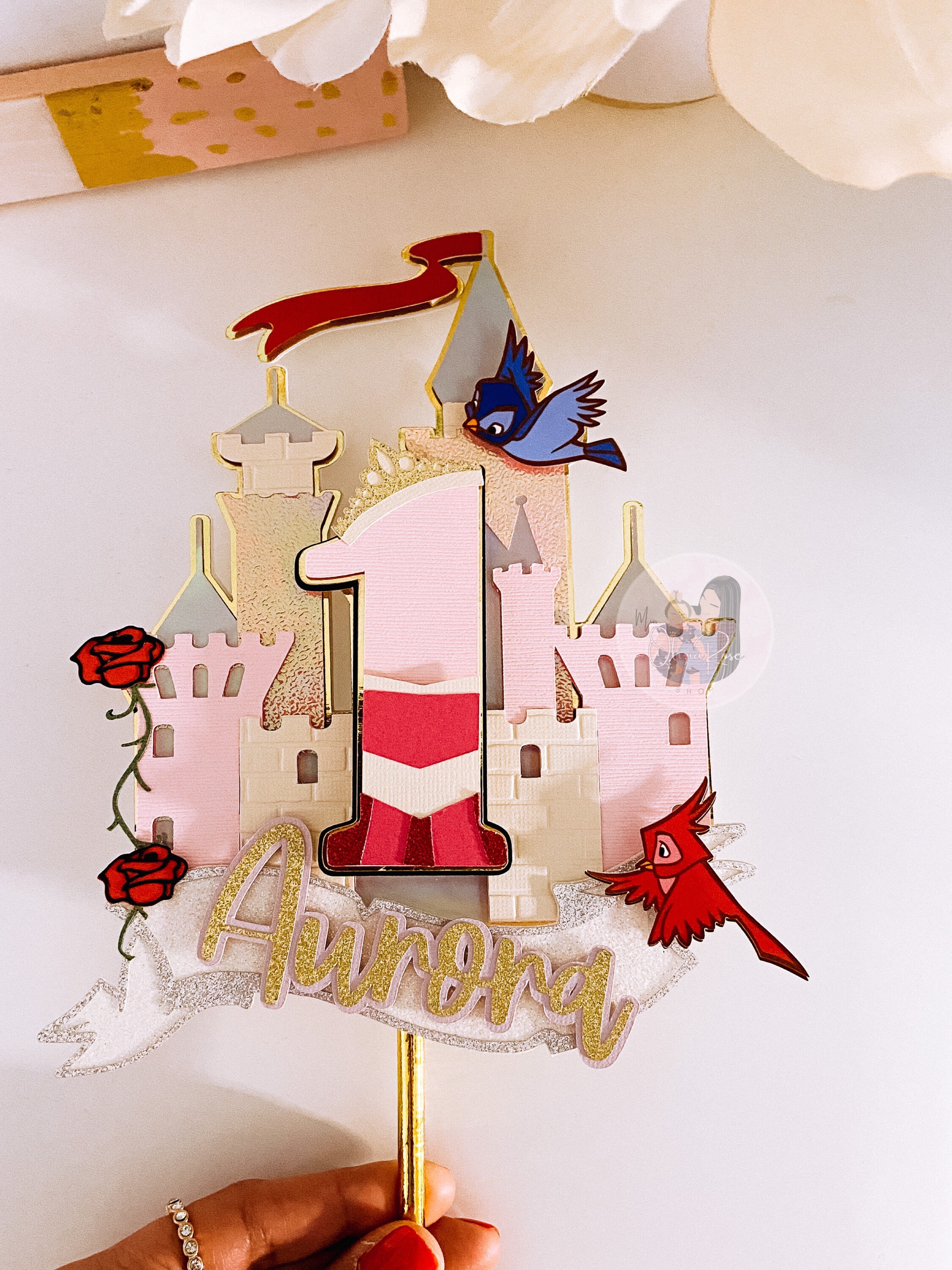 Sleeping Beauty Cake Topper, Pink & Gold Princess Birthday Party Decor ...