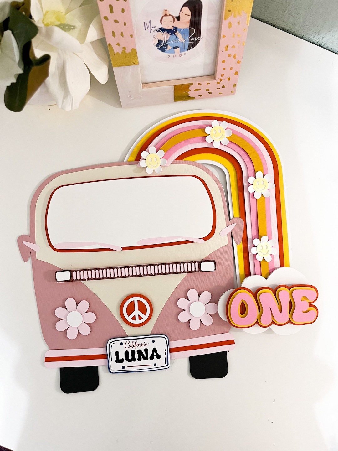 Groovy Bus Cake Topper | Rainbow Groovy Centerpiece | Groovy One| Two ...