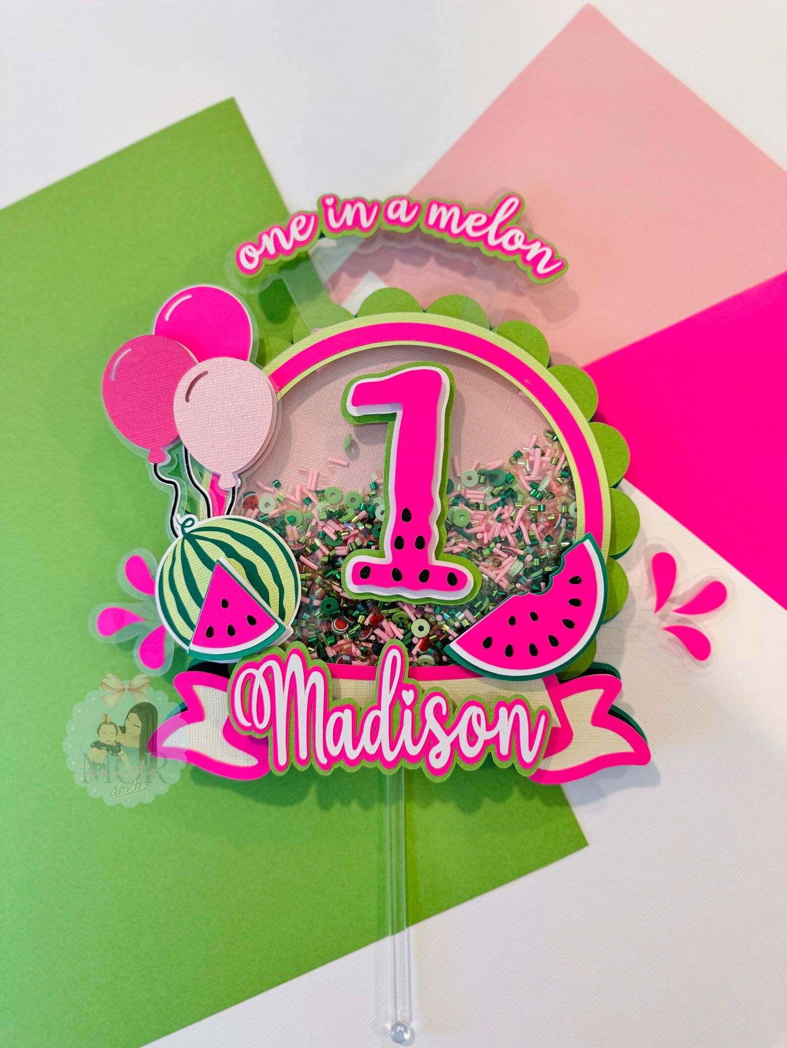Topper Meilon One in a Melon Cake Topper, Watermelon Party, Summer Birthday, Sweet ...