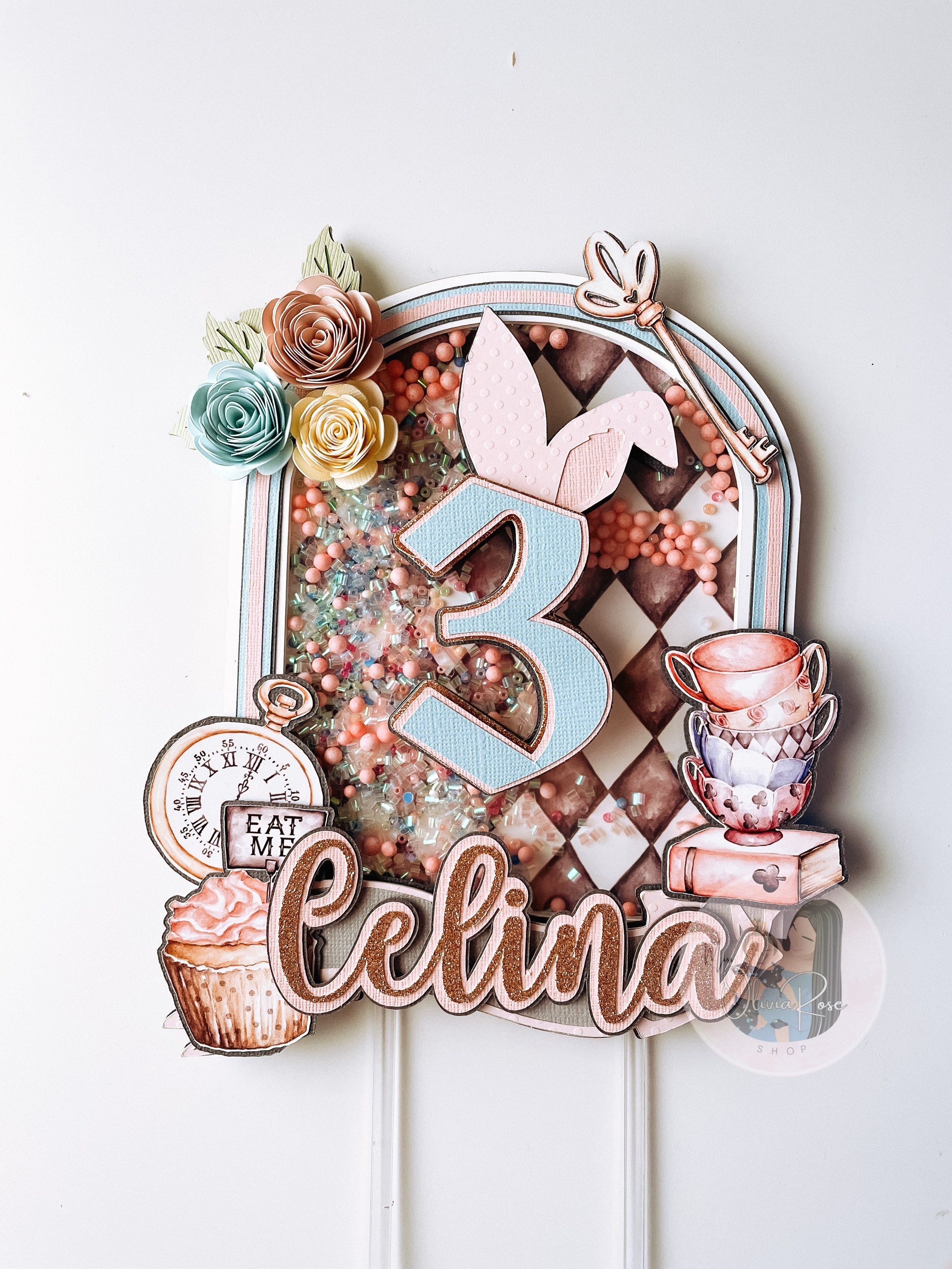 Alice in ONEderland, Tea Cups Birthday Party, Alice in Wonderland Inspired Cake Topper