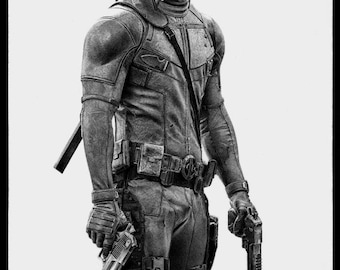 Art print, Deadpool graphite pencil drawing.