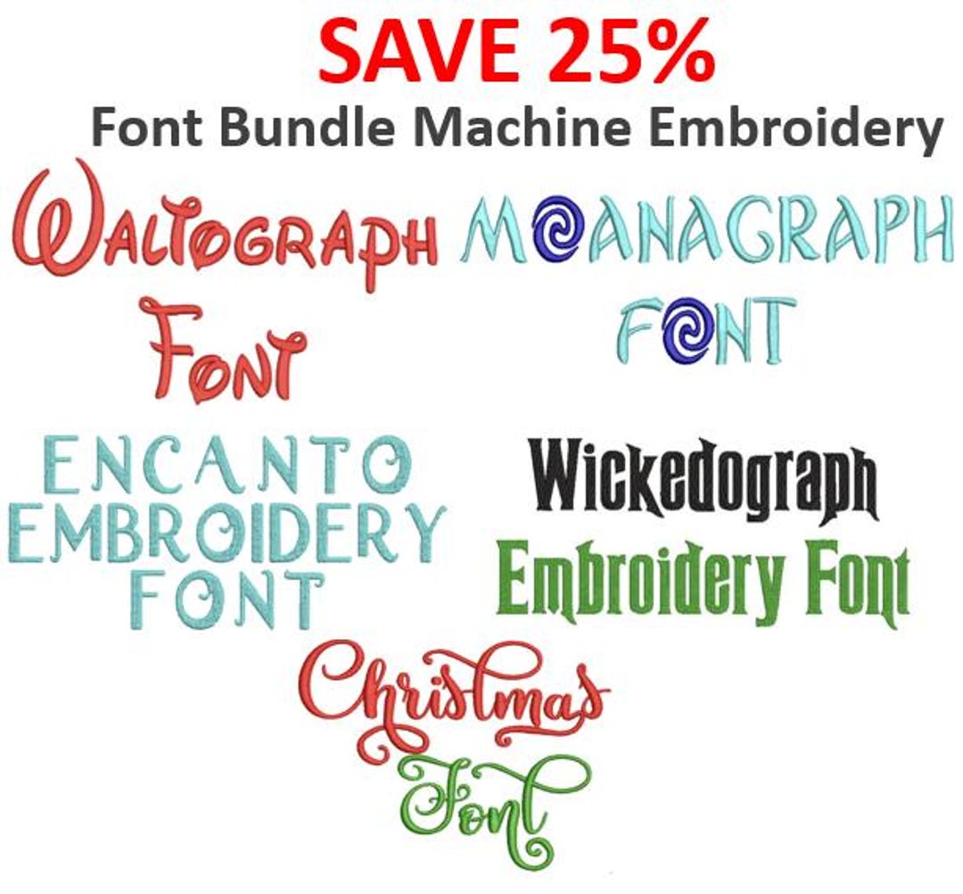 PCS & DST Machine Embroidery Font Bundle (save Over 25% by Buying the ...