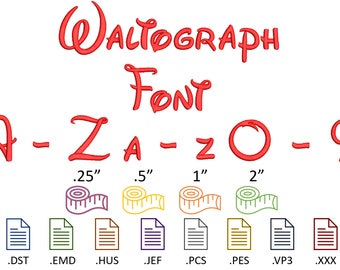 Waltograph Font Embroidery Files A-Z, a-z, 0-9