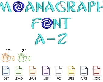 Moanagraph Schrift Stickdateien A-Z