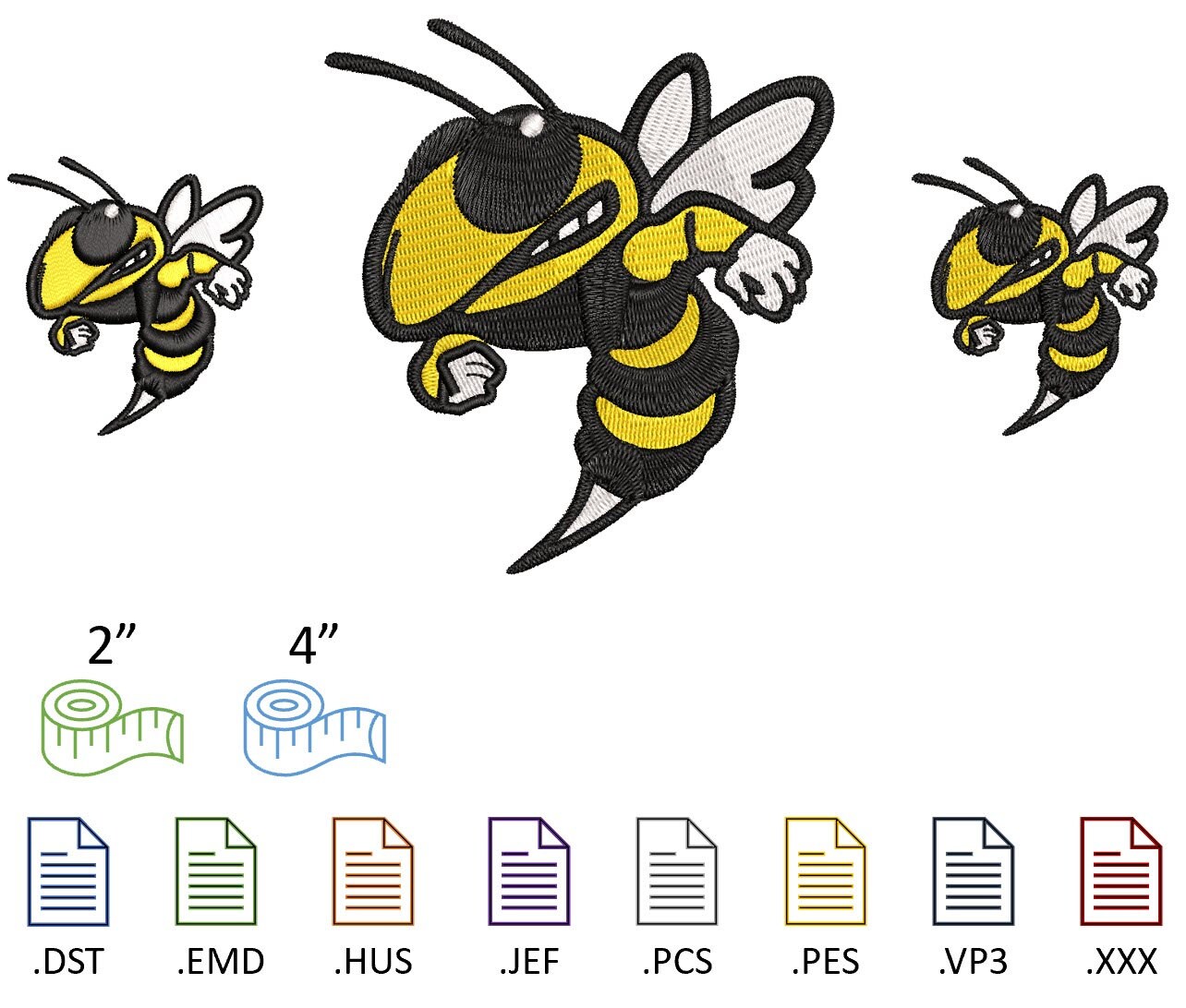 Yellowjacket Mascot Embroidery Design Etsy