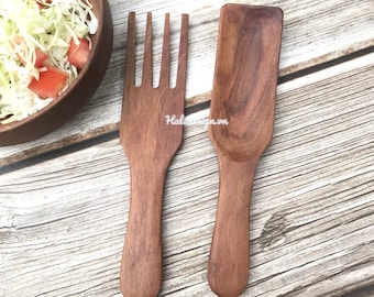Set Of 2 Longan Wooden Salad Hand , Personalized Salad Serving Hand, Hand Carved ,Salad Utensil,  Farmhouse Utensil Set