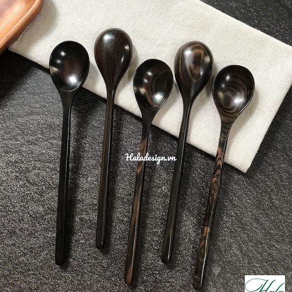 Rosewood and Ebony Wooden Round Spoons - Hand Carved Wooden Spoon - Wooden Cooking & Serving Spoon - Minimalist wooden spoon