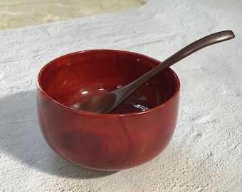 Ciotola di legno, ciotola di lacca padouk, ciotola di riso e zuppa di miso, ciotola di riso, ciotola decorativa, ciotola di legno per riso per sushi, ciotola intagliata a mano