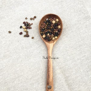 Padauk Cuchara de cocina de madera tallada a mano - Cuchara grande de madera para cocinar y servir - Herramienta de cocina - Cuchara de madera - Vajilla ecológica natural