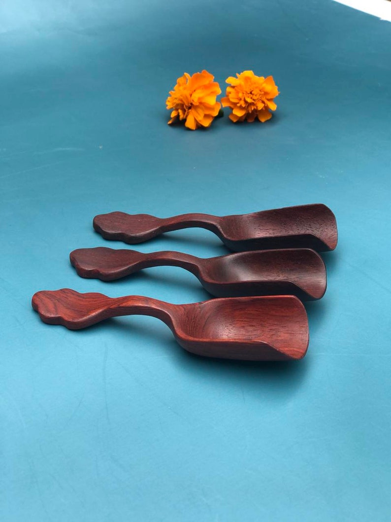 Rosewood Scoop Hand Carved Wooden Spoon Wooden Scoop Kitchen Houseware Wooden Spoon Crafts Wooden Scoop Tea & Coffee scoop image 1