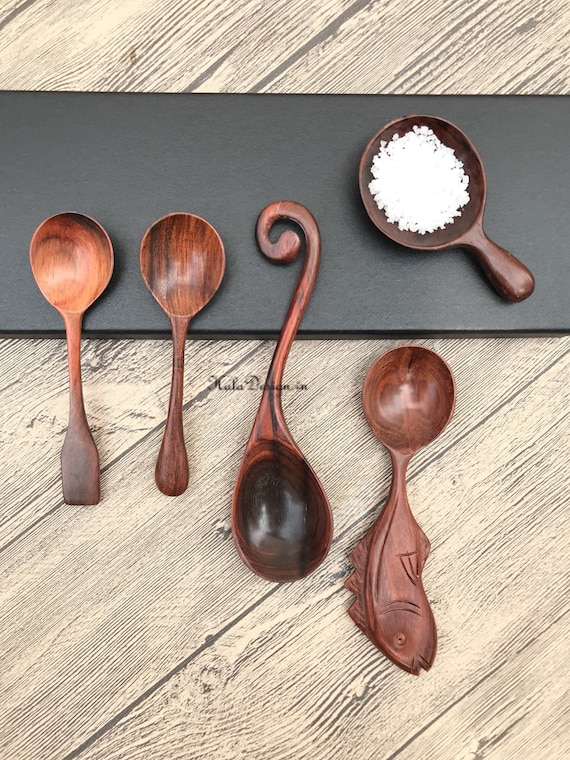 アソートデザイン ローズウッドスプーン - 手彫り木製スプーン