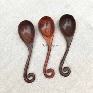 Nota musical Cuchara de palisandro - Cuchara de madera tallada a mano - Cuchara de madera para cocinar y servir - Vajilla de madera natural - Servir cucharas de madera regalo