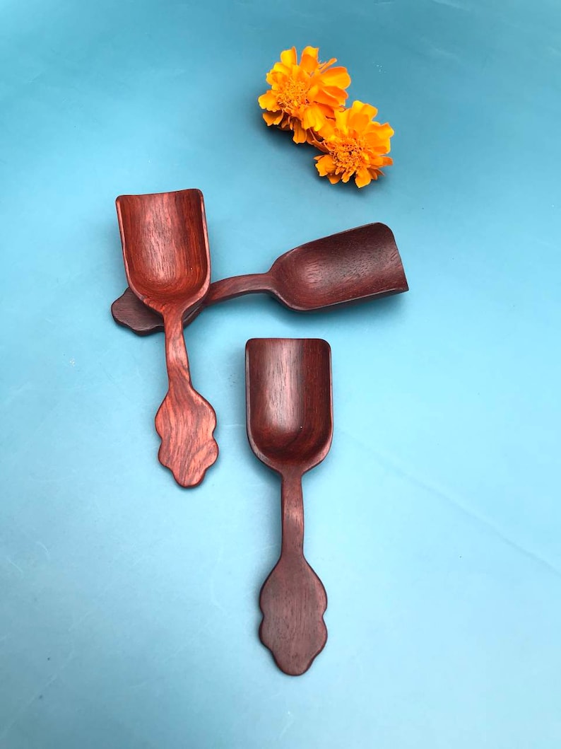 Rosewood Scoop Hand Carved Wooden Spoon Wooden Scoop Kitchen Houseware Wooden Spoon Crafts Wooden Scoop Tea & Coffee scoop image 2