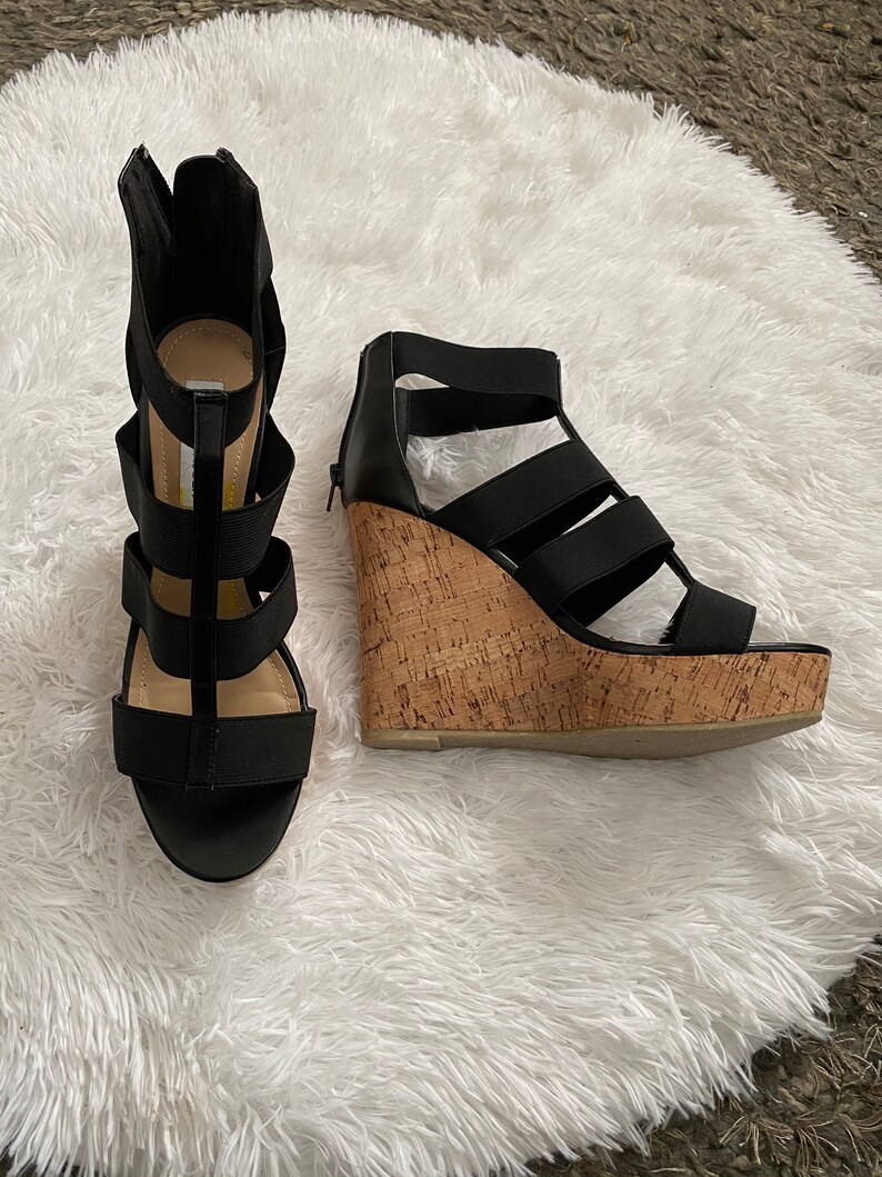 Steve Madden vintage unique cork heel 5 inch wedges size 10 Etsy