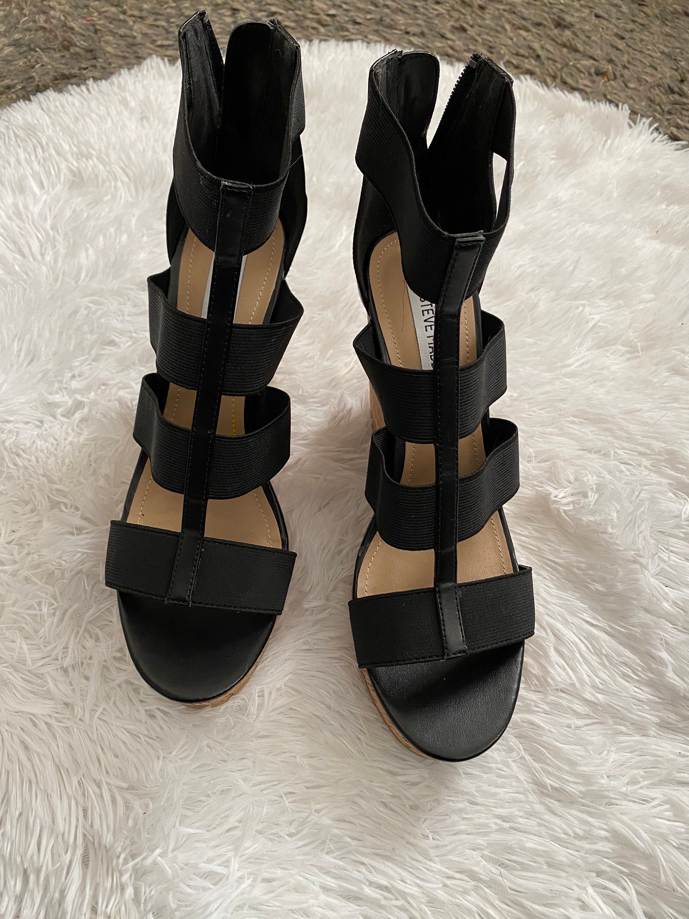 Steve Madden vintage unique cork heel 5 inch wedges size 10 Etsy