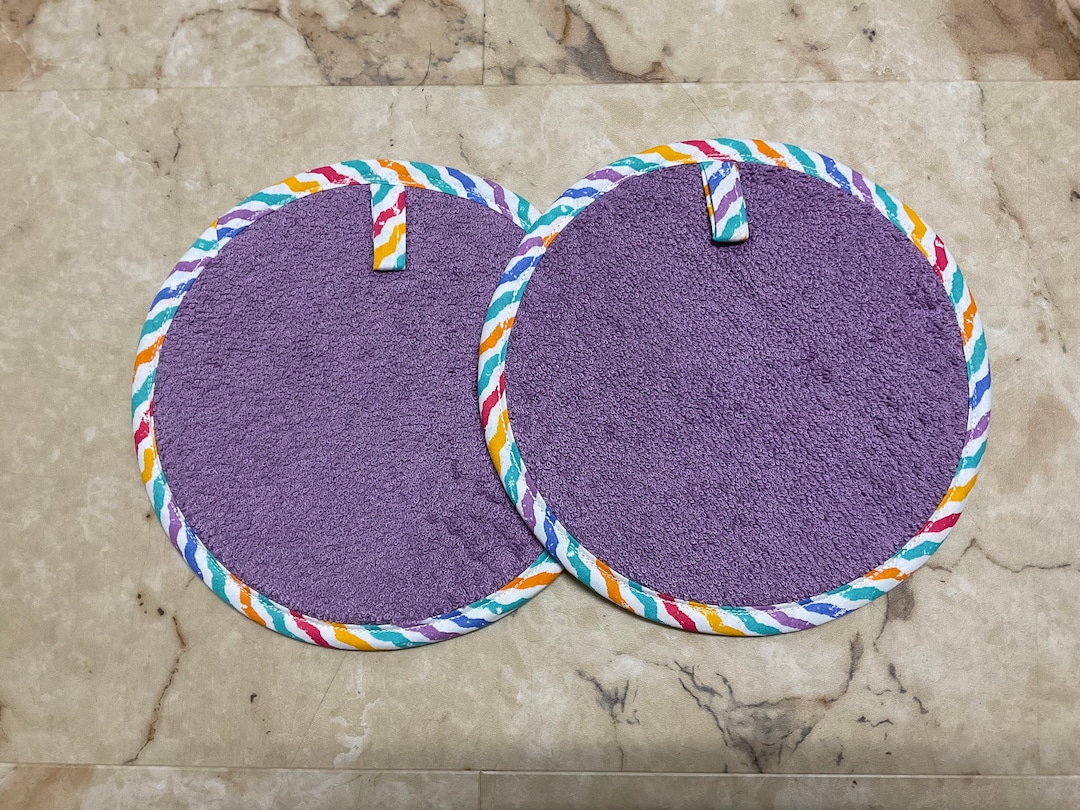Pot Holders/ Insulated Terry Cloth Pot Holders/ Purple Pot Holders With