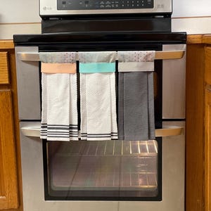 Hanging Kitchen Towel/ Gray with Hexagons Towel/ Hanging Dish Towel/ Cotton Towel/ Decorative Towel/Gray  Dish Towel