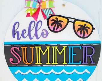Hello Summer Door Hanger | Sunglasses & Summer | DIY Summer Door Hanger