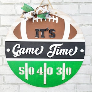 ¡Es hora del partido! / Colgador de puerta de fútbol americano / Colgador de puerta de fútbol americano de otoño / Colgador de puerta de fútbol americano para hacer tú mismo
