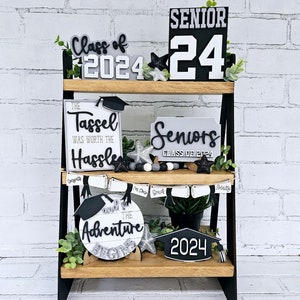 Graduation Tiered Tray Set | Class of 2024 | Graduation Party Decor | Set of 8 | DIY Graduation