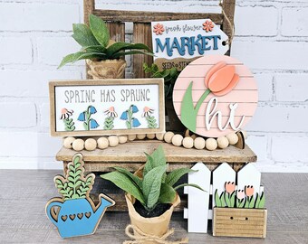 Spring has Sprung Tiered Tray | Spring Tiered Tray Set | Set of 6 | DIY Spring Tiered Tray
